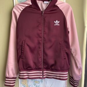 Adidas Women’s Satin track Jacket burgundy/pink size small